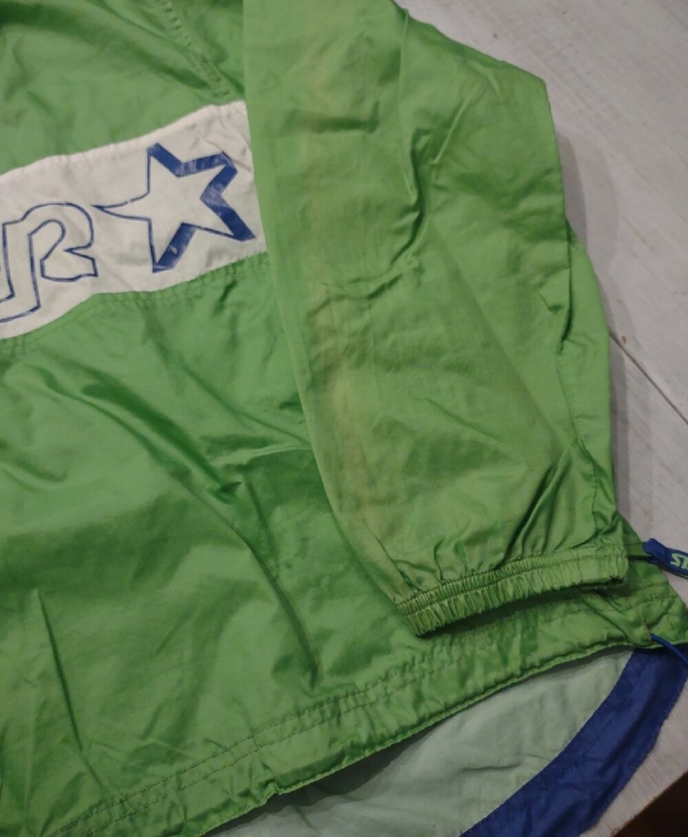 Vintage STARTER Green Pullover Windbreaker With Packable Hood - Picture 4 of 5